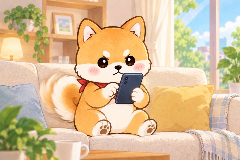 スマホで自動接続をオフにする柴犬のナビ助