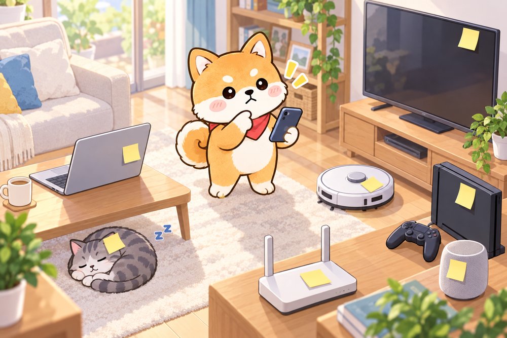 家の機器がどの規格に対応しているか調べる柴犬のナビ助